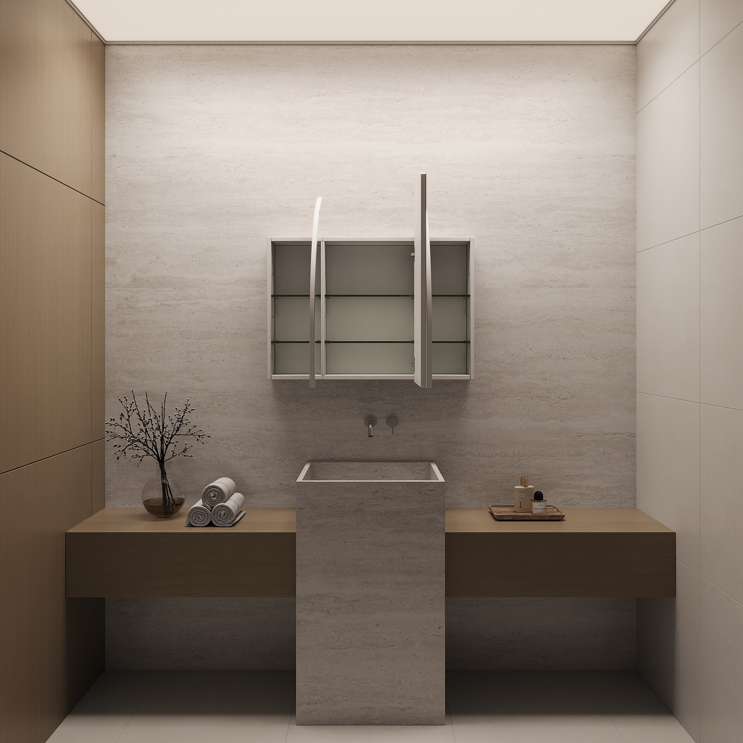 Massey 1200mm White Arch Mirrored Shaving Cabinet with Glass Shelves