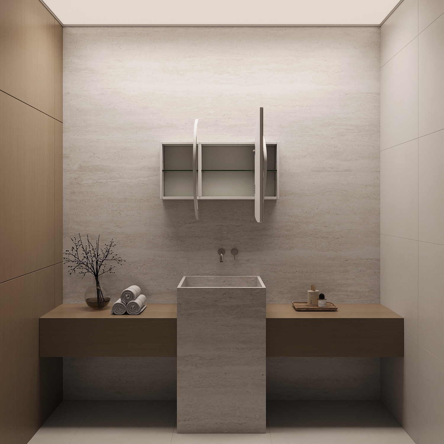 Massey 1200mm White Pebble Mirrored Shaving Cabinet with Glass Shelves