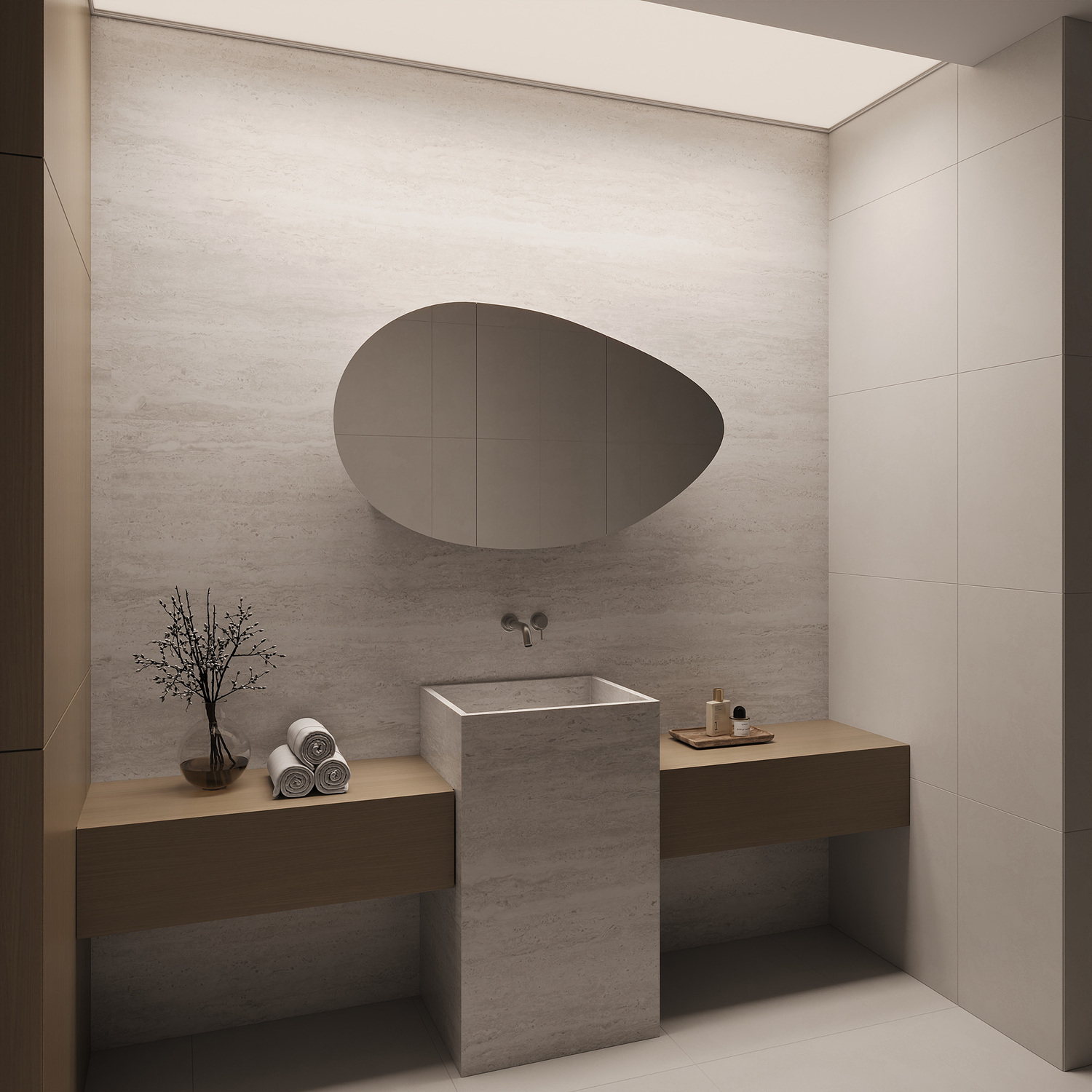 Massey 1200mm White Pebble Mirrored Shaving Cabinet with Glass Shelves
