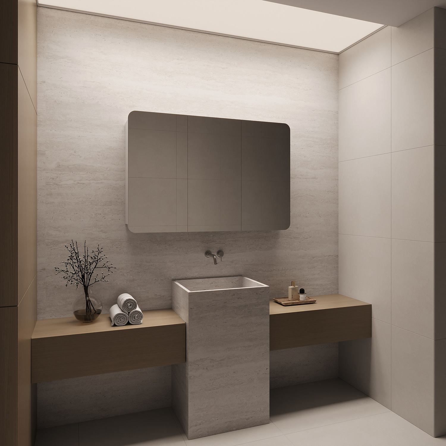 Massey 1200mm White Rectangular Mirrored Shaving Cabinet with Glass Shelves