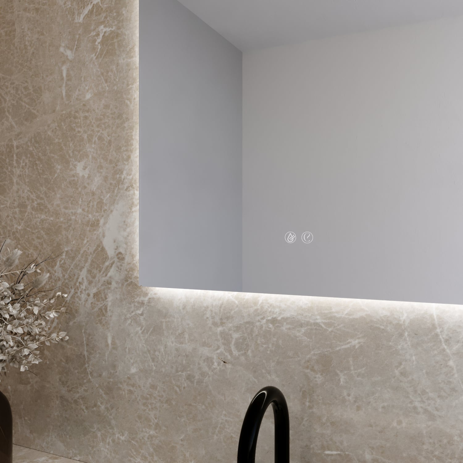 Kyra 900 x 600mm Arched LED Bathroom Mirror
