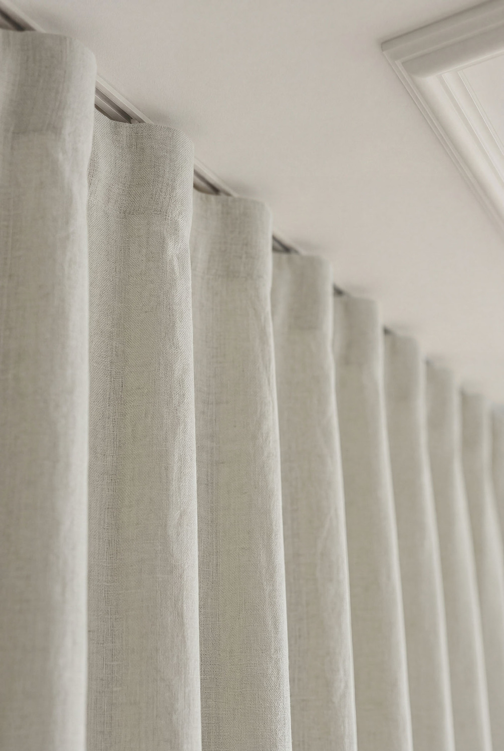 Custom Linesta Linen Light Filtering Single Panel Curtain & S-Fold Track Set