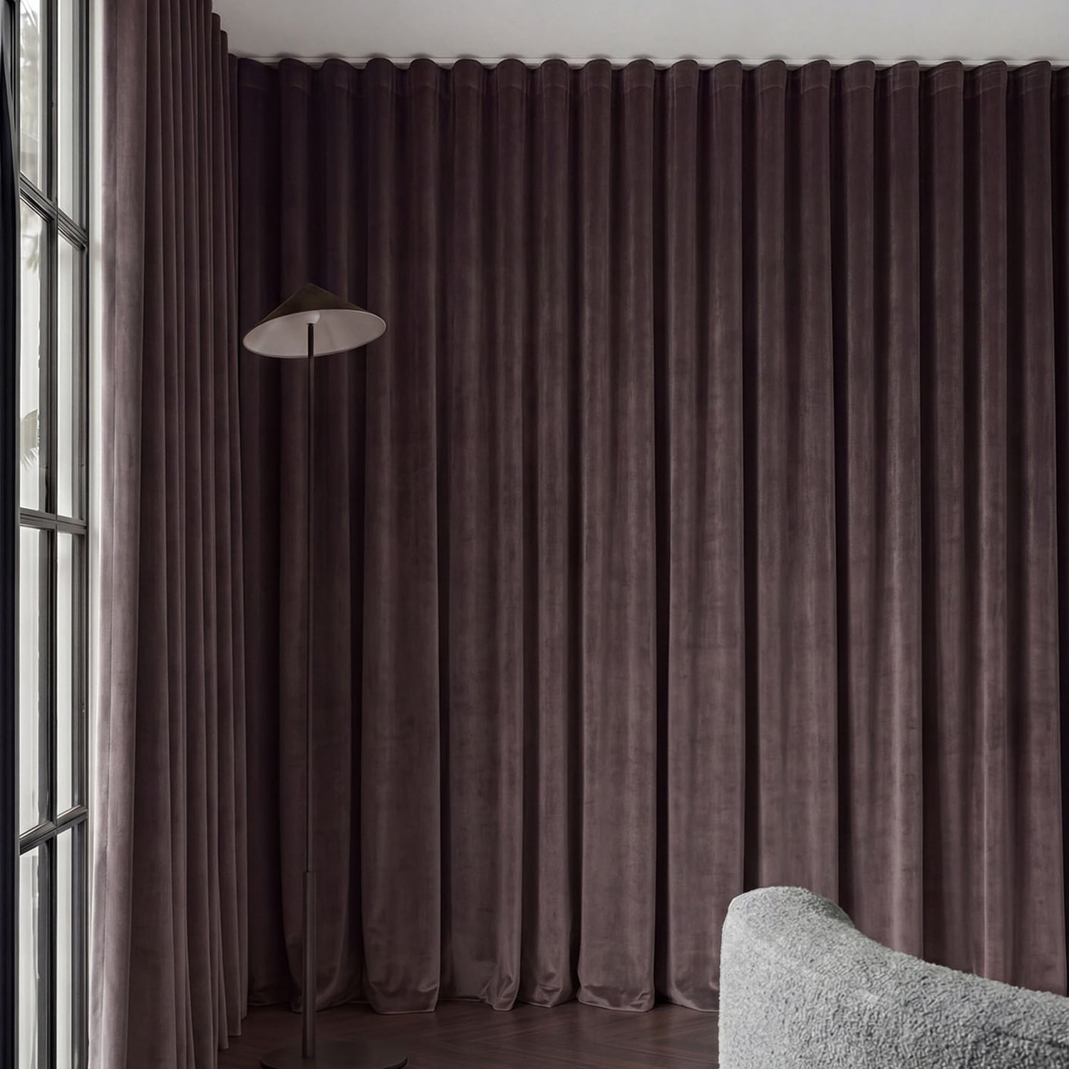 Custom Caspian Blockout S-Fold Single Panel Curtain & Track Set
