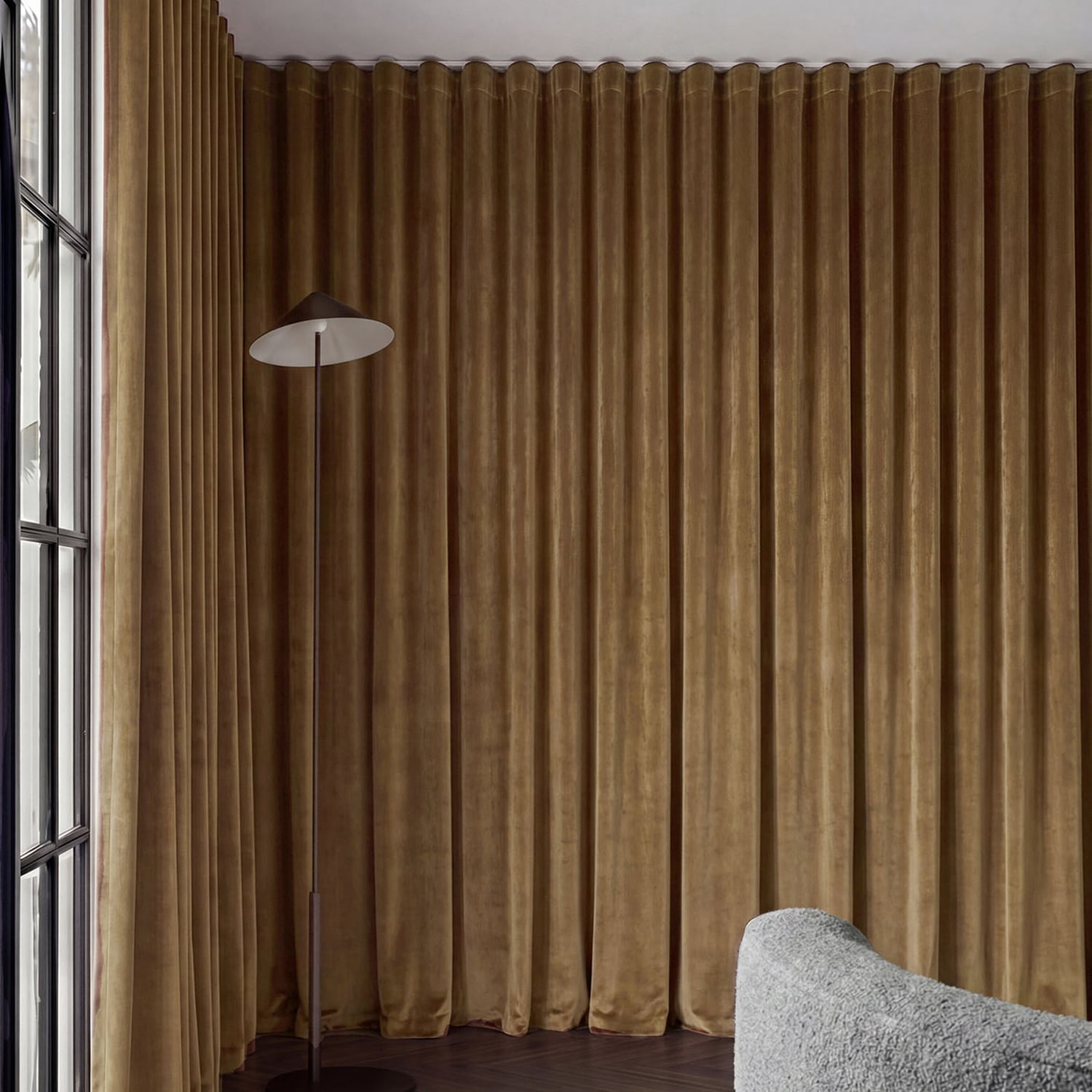 Custom Caspian Blockout S-Fold Single Panel Curtain & Track Set