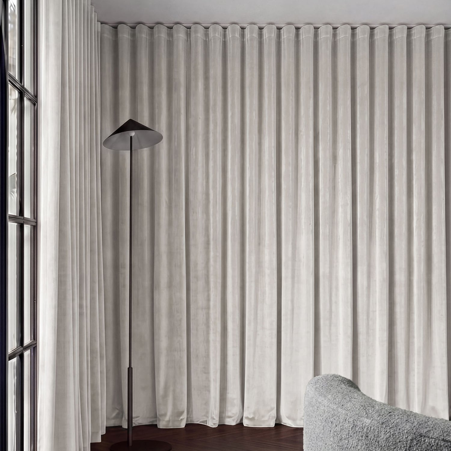 Custom Caspian Blockout S-Fold Single Panel Curtain & Track Set