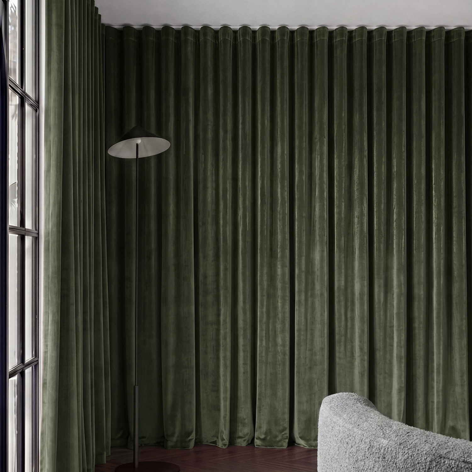 Custom Caspian Blockout S-Fold Single Panel Curtain & Track Set