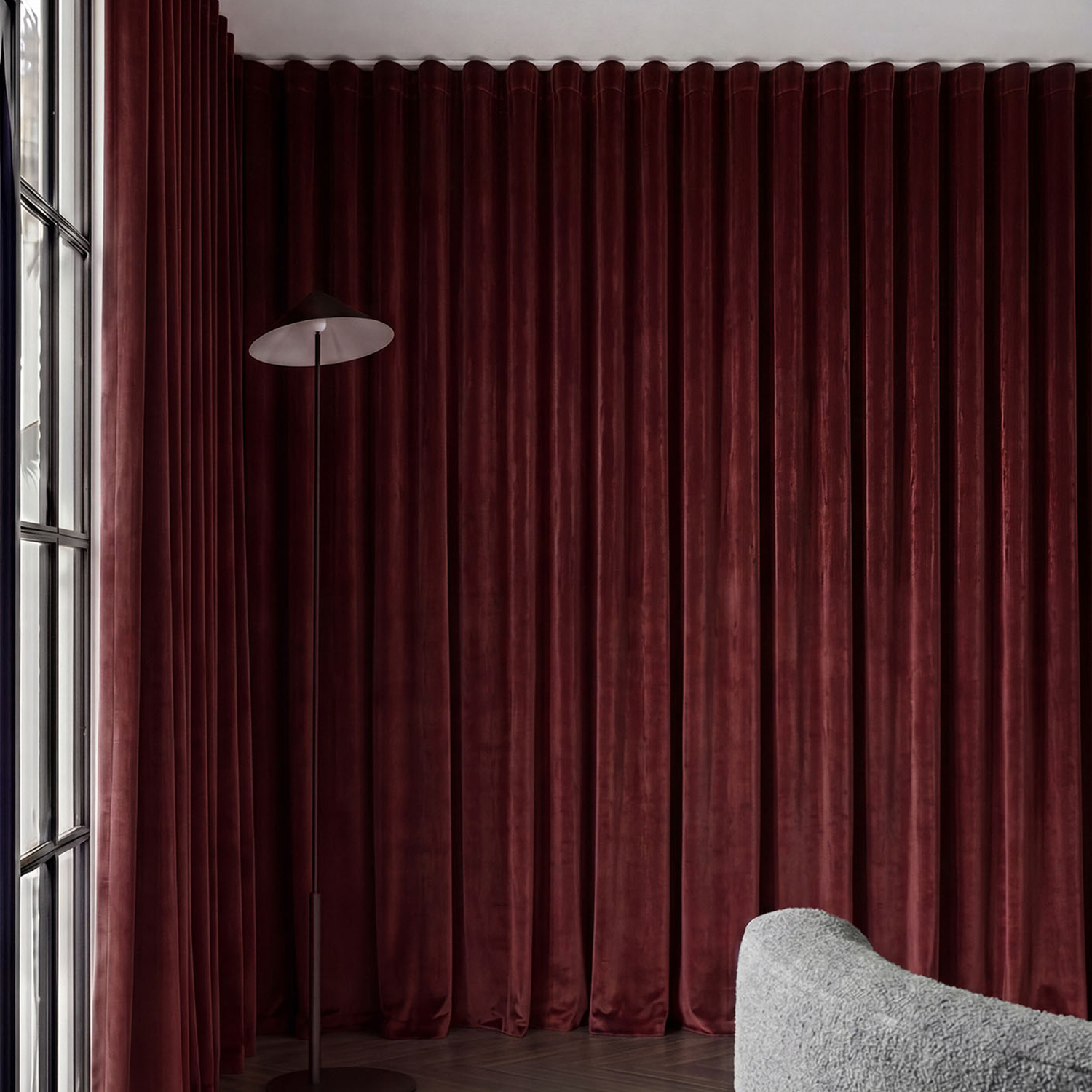 Custom Caspian Blockout S-Fold Single Panel Curtain & Track Set