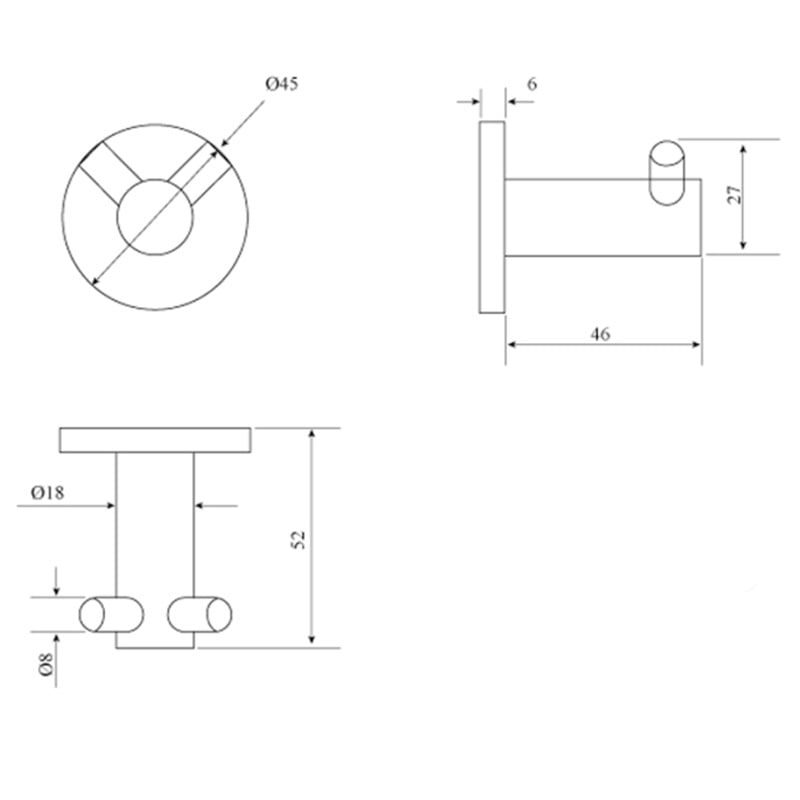 Mica 304 Stainless Steel Double Robe Hook