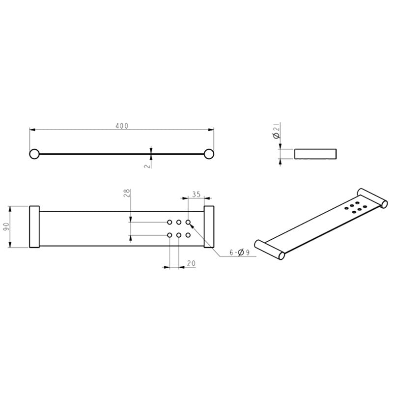 Mica 400mm Stainless Steel Shower Shelf