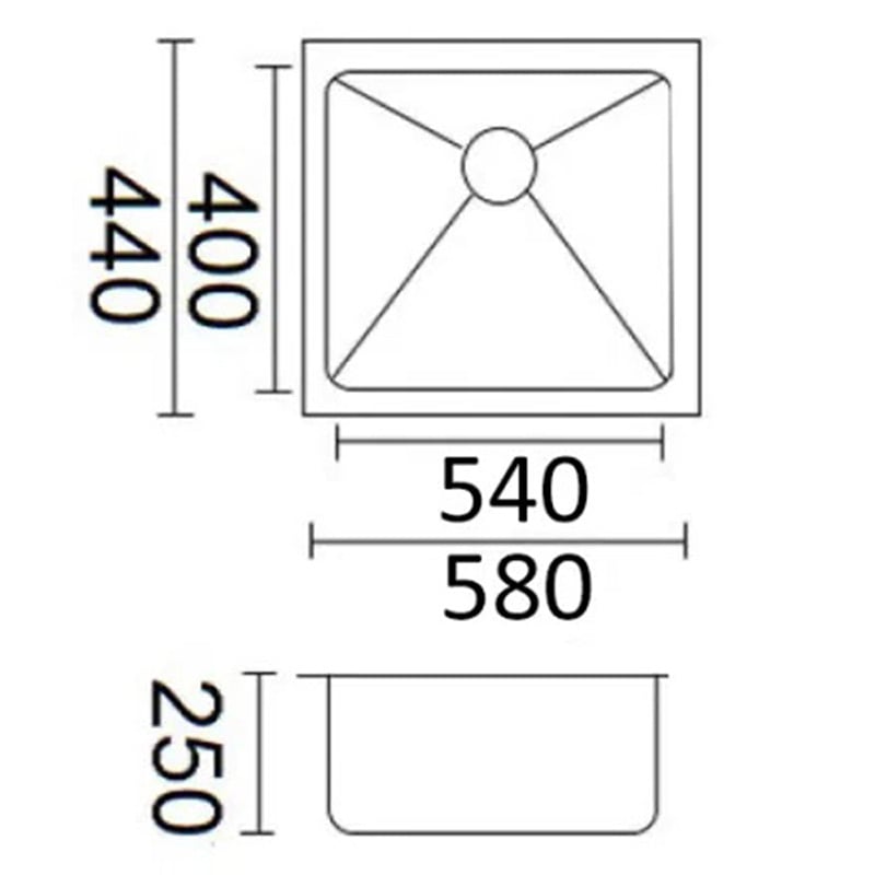 Luminare 580mm Undermount Single Stainless Steel Kitchen Sink