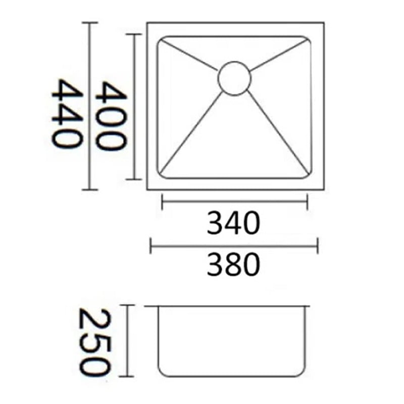 Luminare 380mm Undermount Single Stainless Steel Kitchen Sink