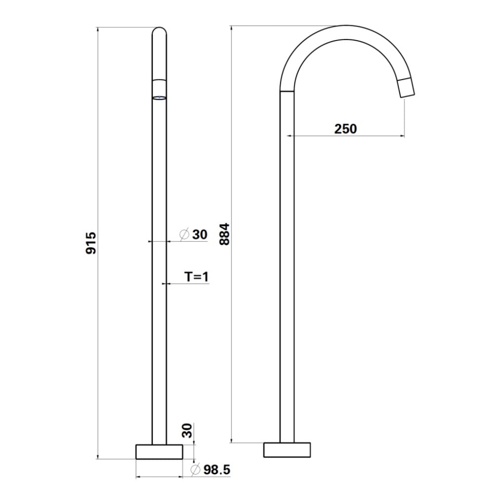 Mica Floor Mounted Bath Spout