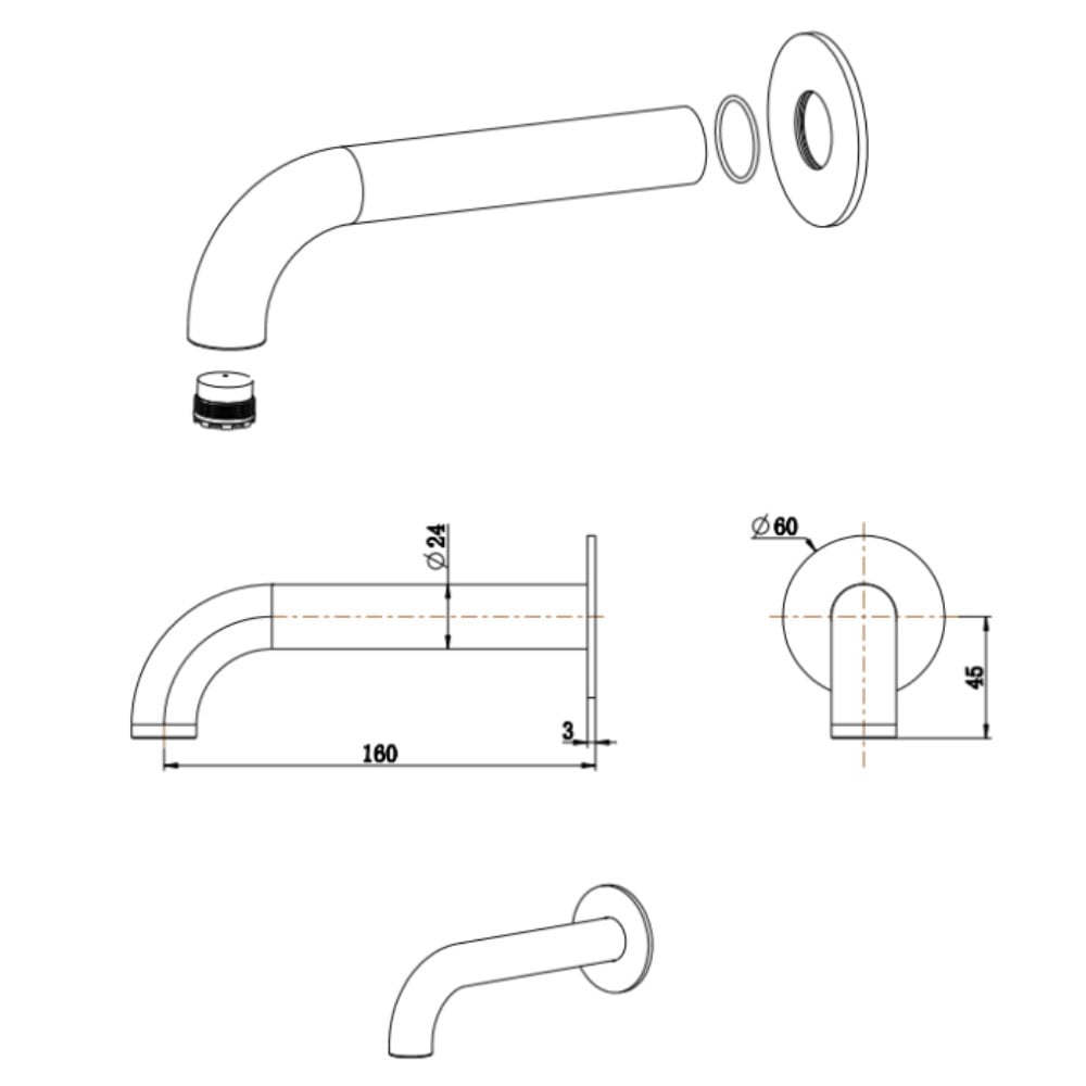 Mica Heritage 160mm Bath/Basin Spout