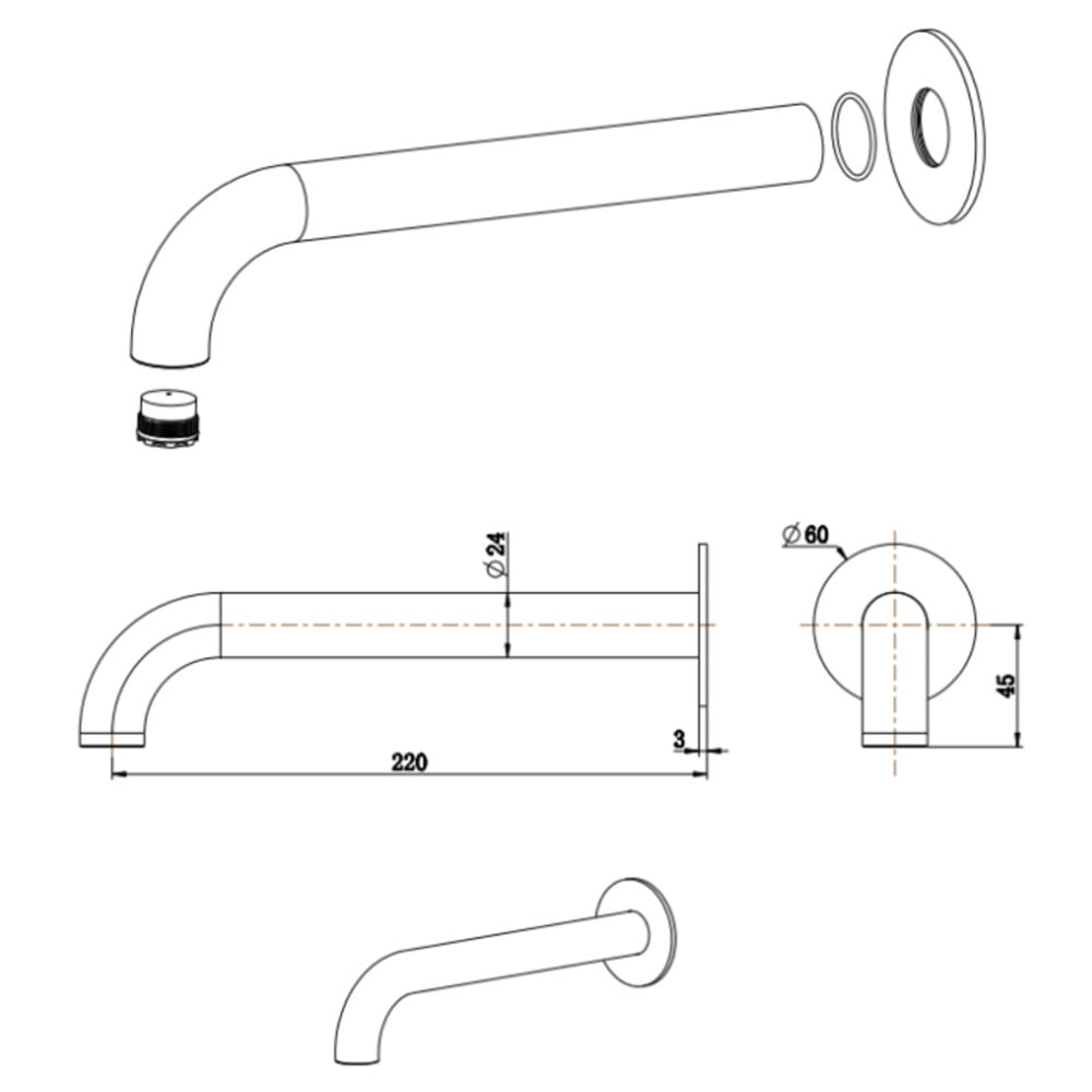 Mica Heritage 220mm Bath/Basin Spout