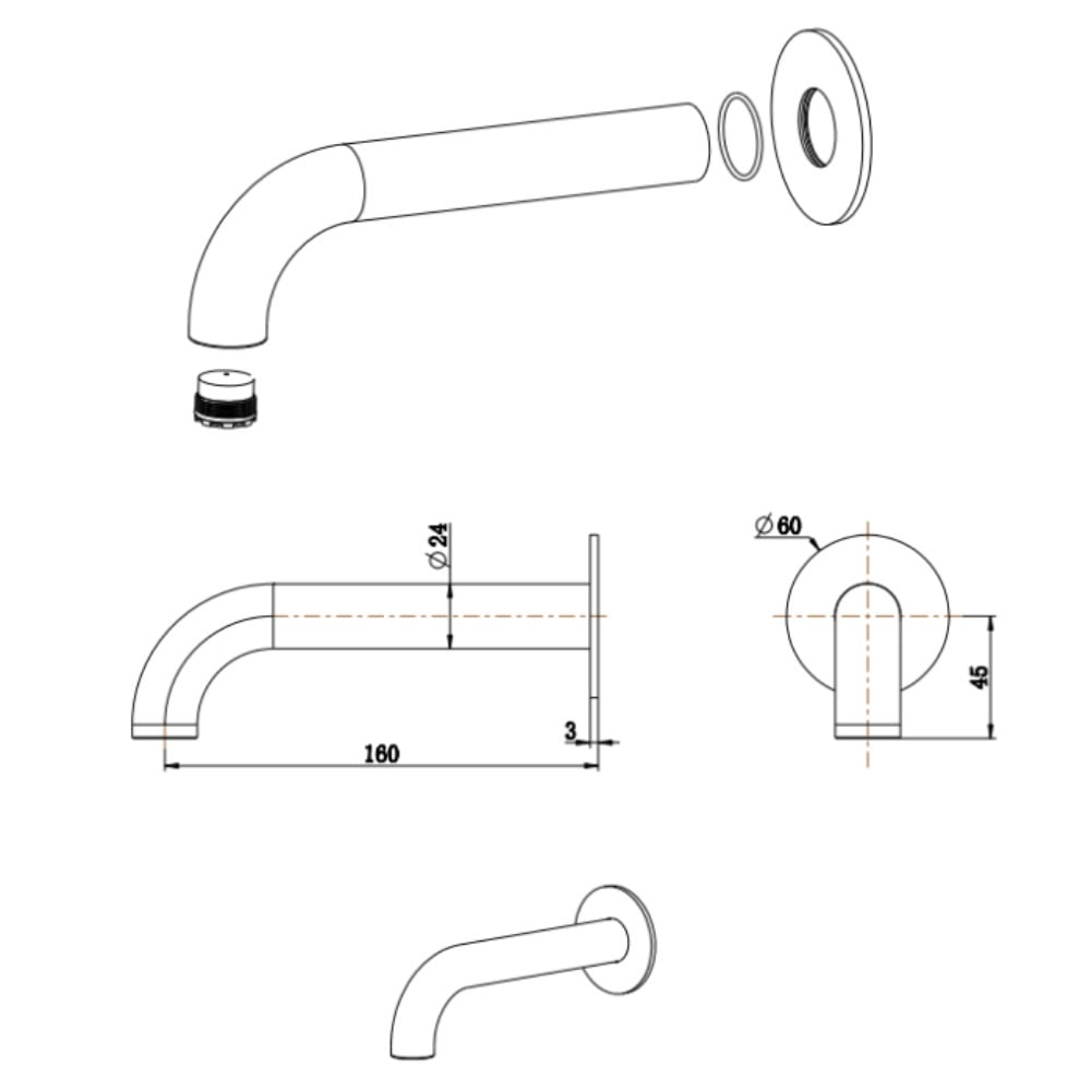 Mica 160mm Bath/Basin Spout