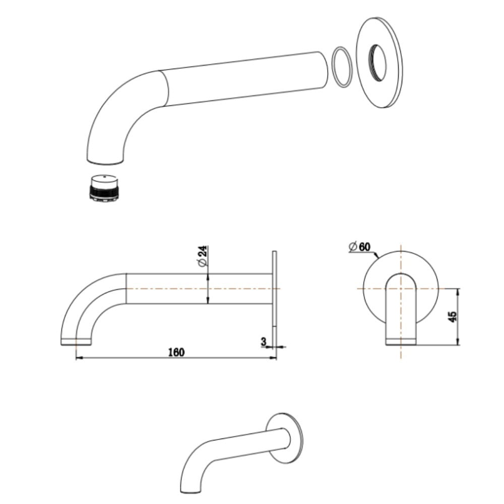 Mica 160mm Bath/Basin Spout