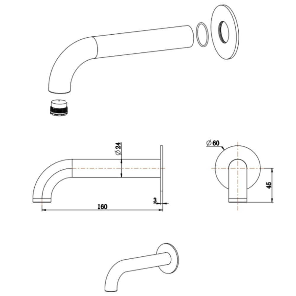 Mica 160mm Bath/Basin Spout