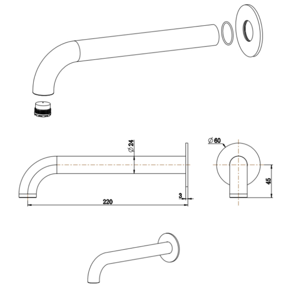 Mica 220mm Bath/Basin Spout