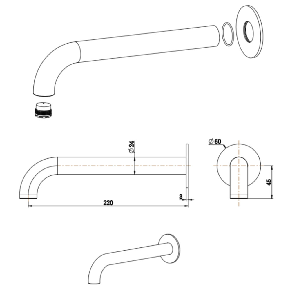 Mica 220mm Bath/Basin Spout