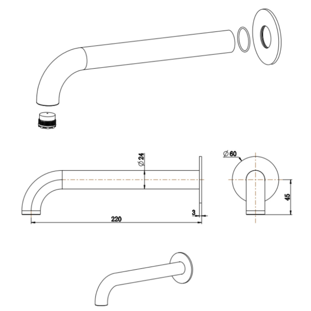 Mica 220mm Bath/Basin Spout