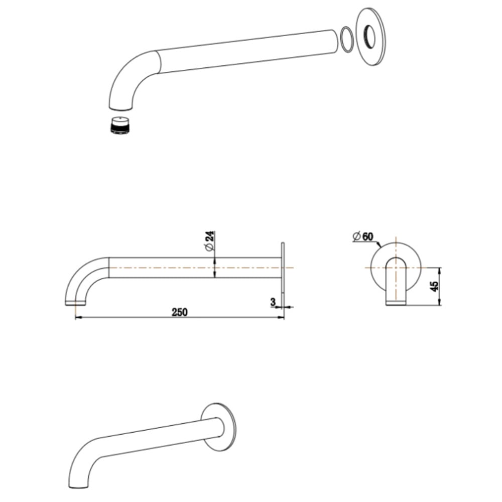 Mica 250mm Bath/Basin Spout
