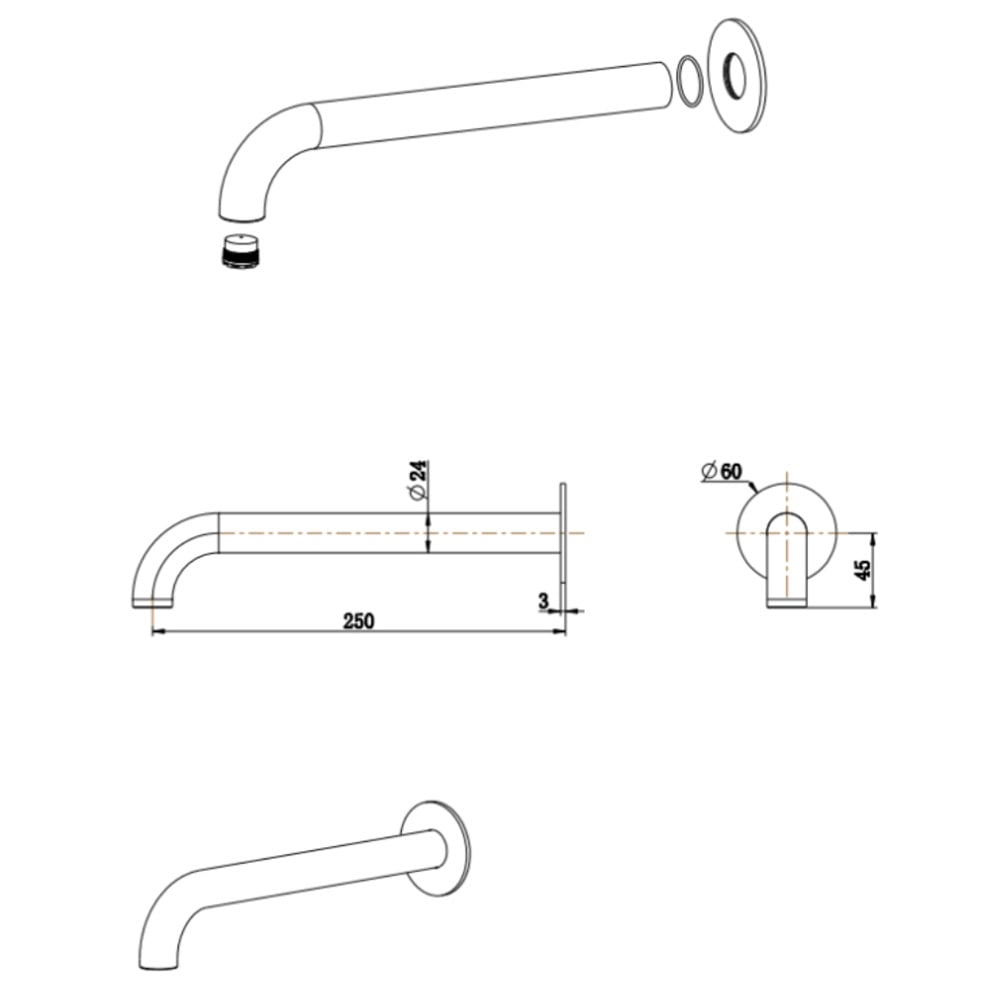 Mica 250mm Bath/Basin Spout