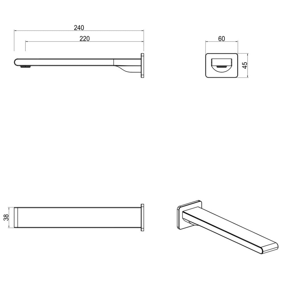 Beki 220mm Bath Spout