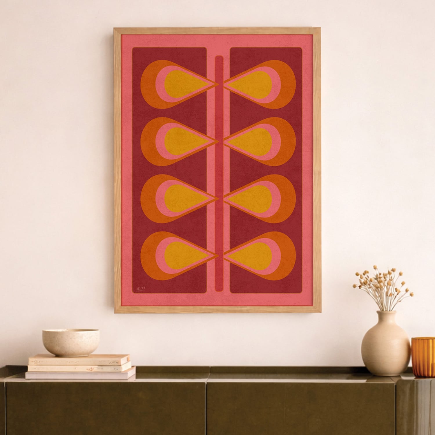 Nervure Cerise Framed Paper Print Wall Art