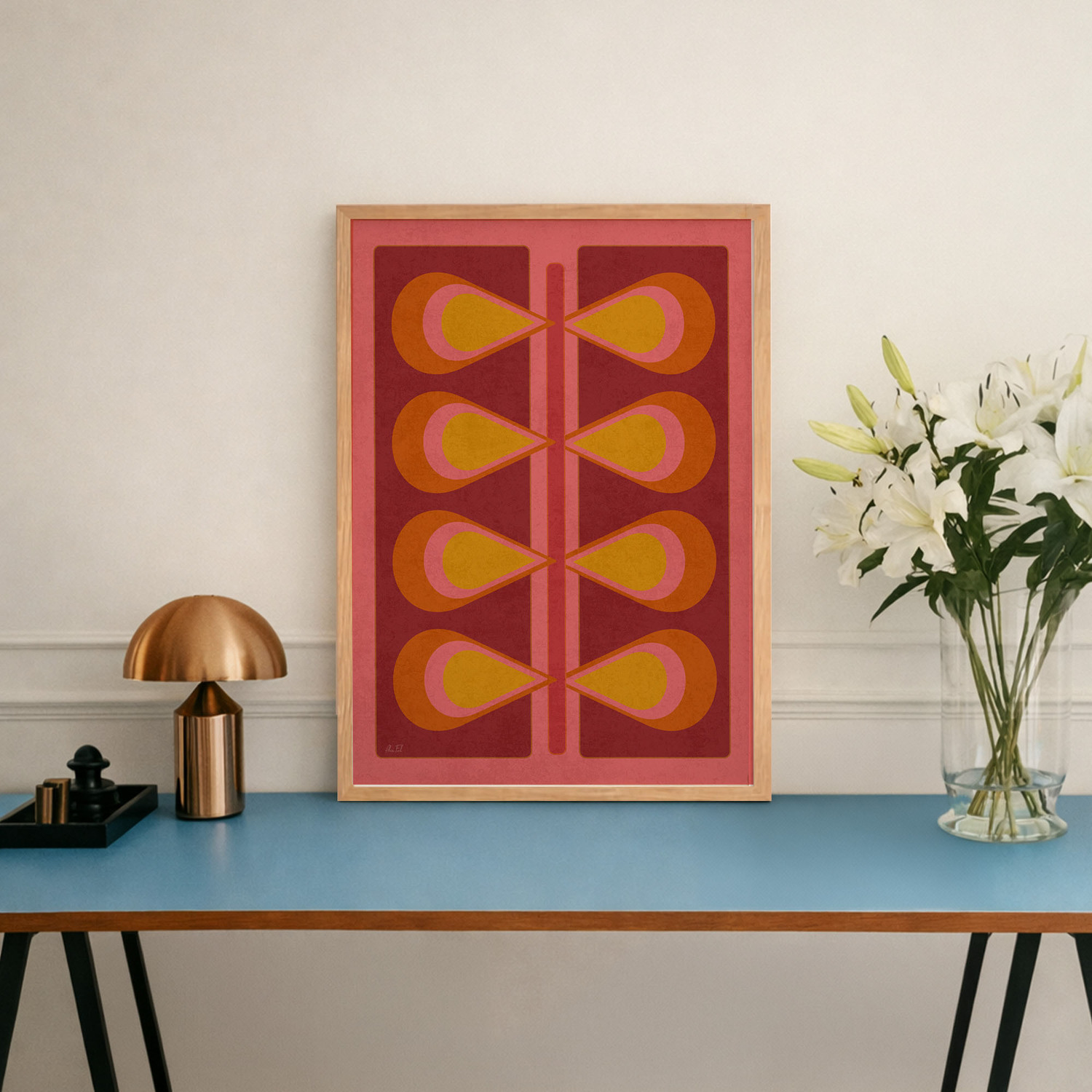 Nervure Cerise Framed Paper Print Wall Art