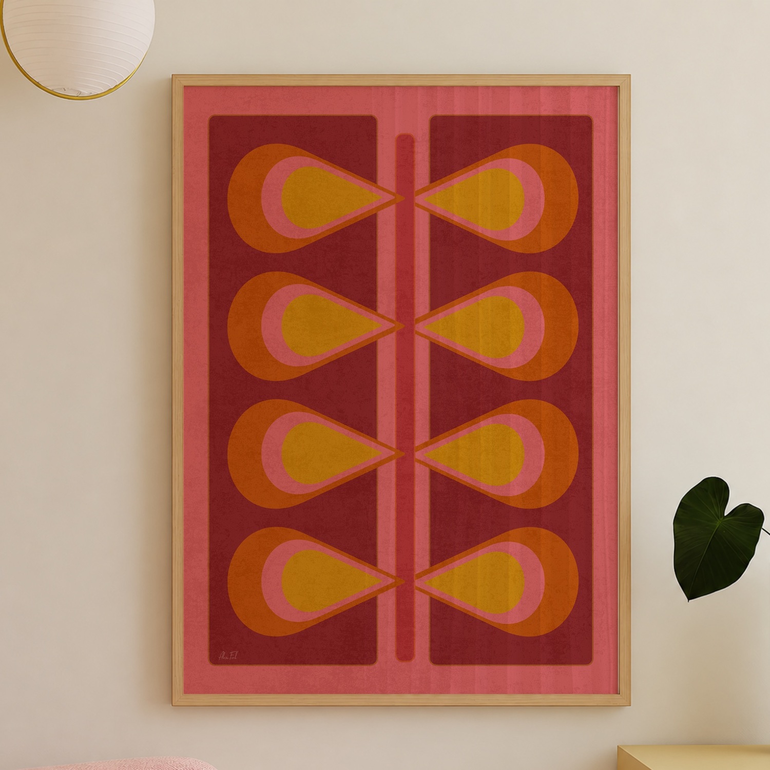 Nervure Cerise Framed Paper Print Wall Art