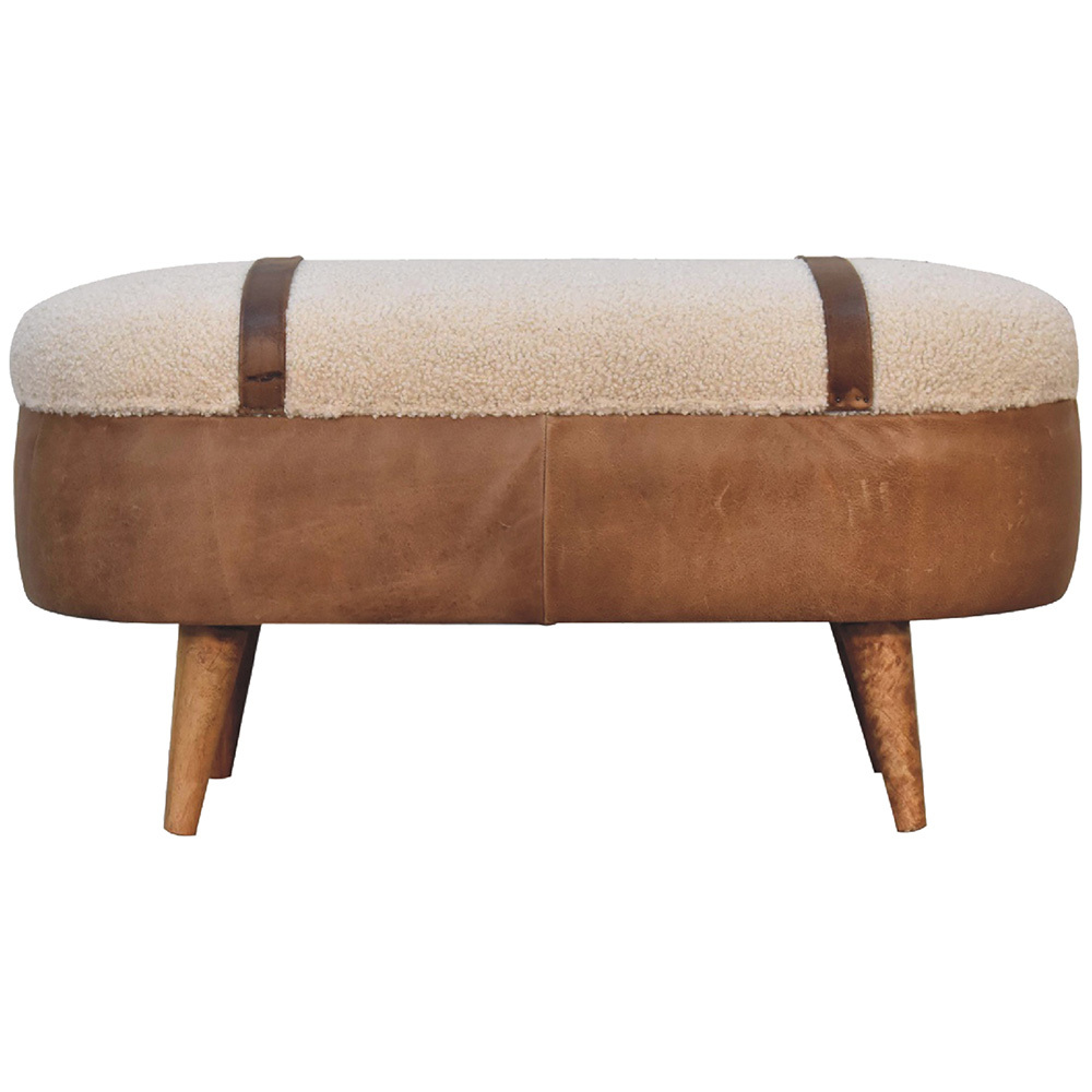 Stefan Mango Wood & Leather Storage Ottoman Bench