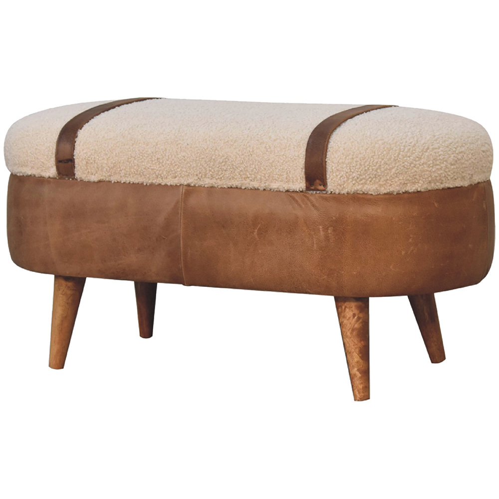 Stefan Mango Wood & Leather Storage Ottoman Bench