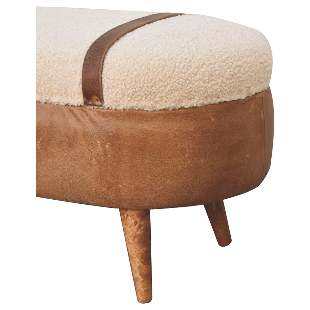 Stefan Mango Wood & Leather Storage Ottoman Bench