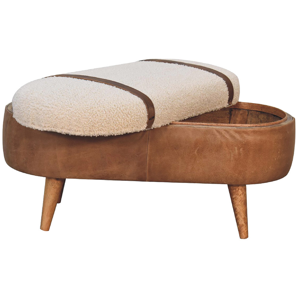 Stefan Mango Wood & Leather Storage Ottoman Bench