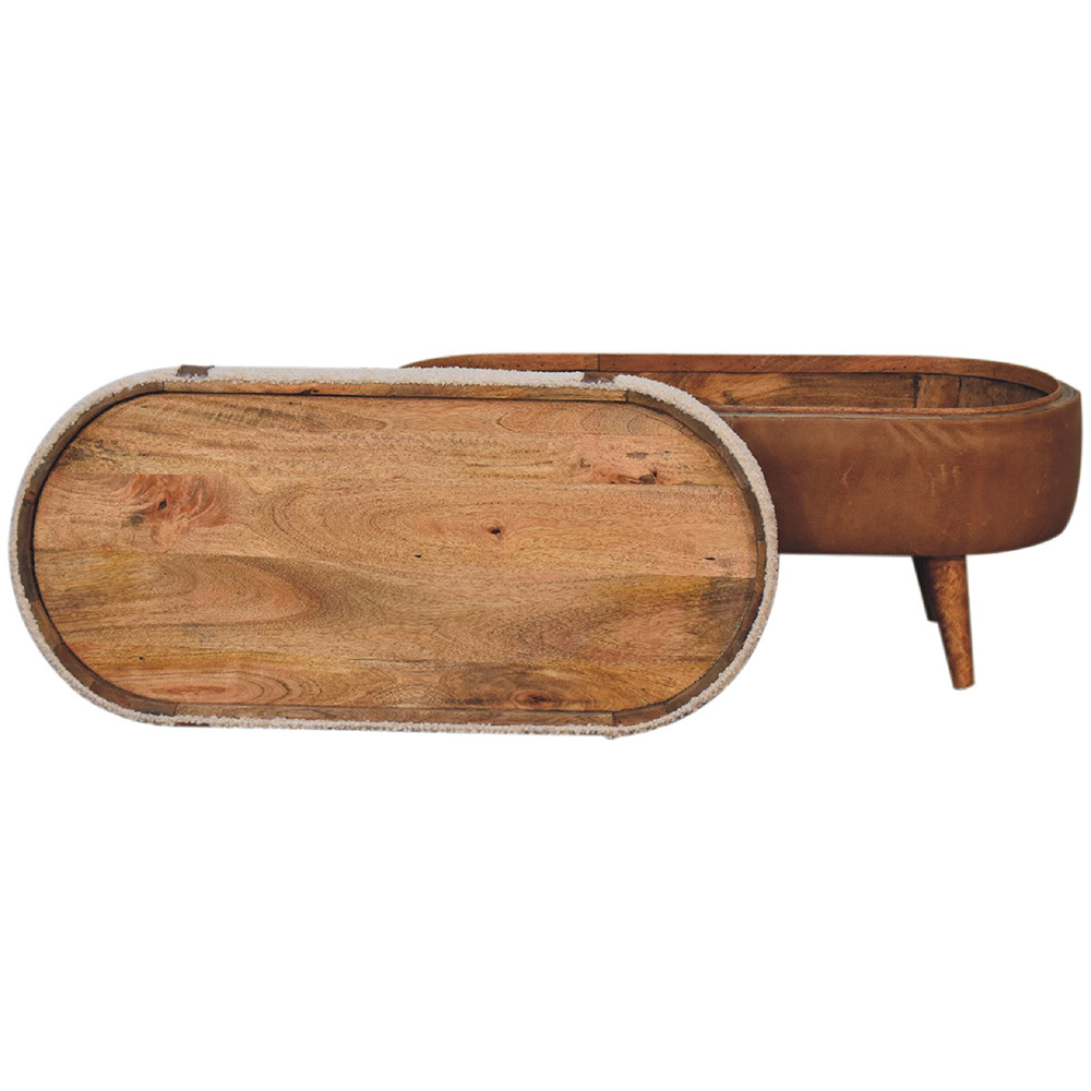 Stefan Mango Wood & Leather Storage Ottoman Bench