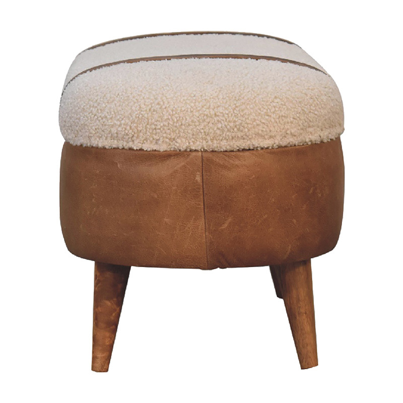 Stefan Mango Wood & Leather Storage Ottoman Bench