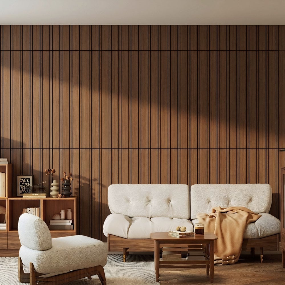 Acoura Space 1200 x 600mm Self-Adhesive Acoustic Slat Wall Panels