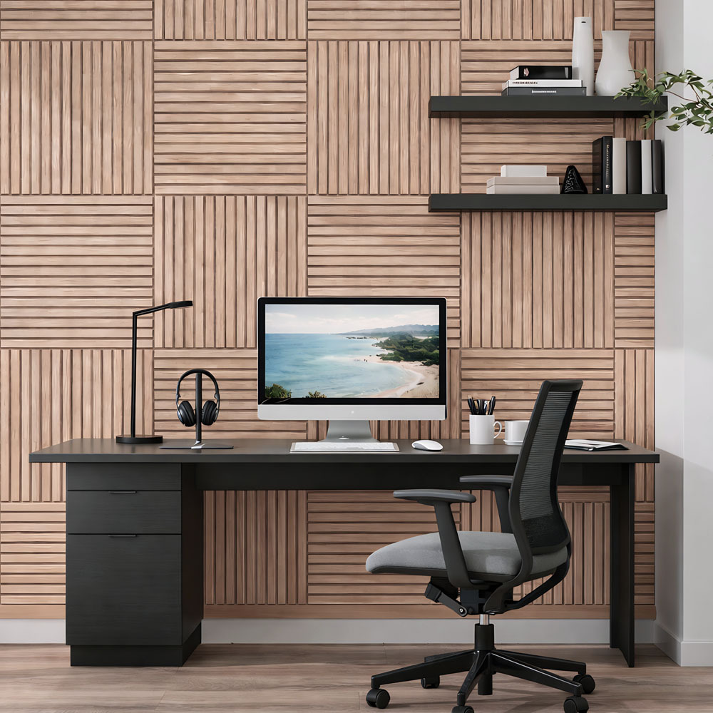 Acoura Space 600 x 600mm Euro Oak Acoustic Slat Wall Panels