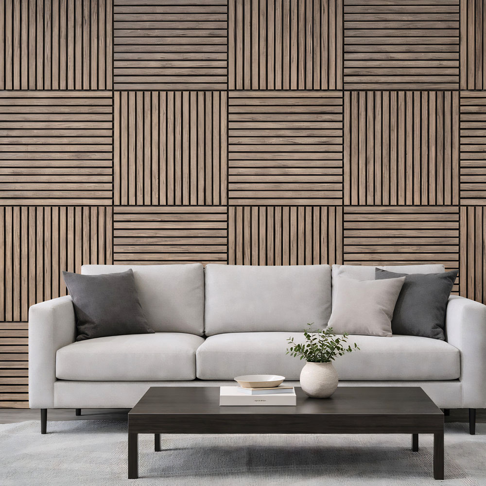 Acoura Space 600 x 600mm Weather Oak Acoustic Slat Wall Panels