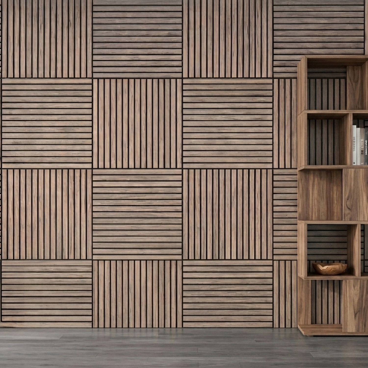 Acoura Space 600 x 600mm Weather Oak Acoustic Slat Wall Panels