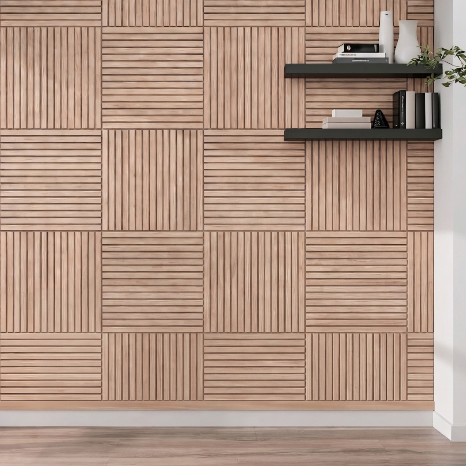Acoura Space 600 x 600mm Euro Oak Acoustic Slat Wall Panels