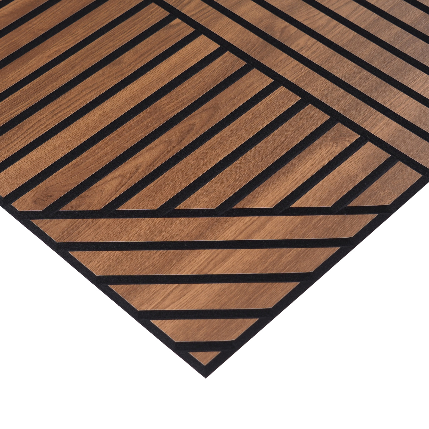 Acoura Space 600 x 600mm Amber Walnut Self-Adhesive Acoustic Slat Wall Panels
