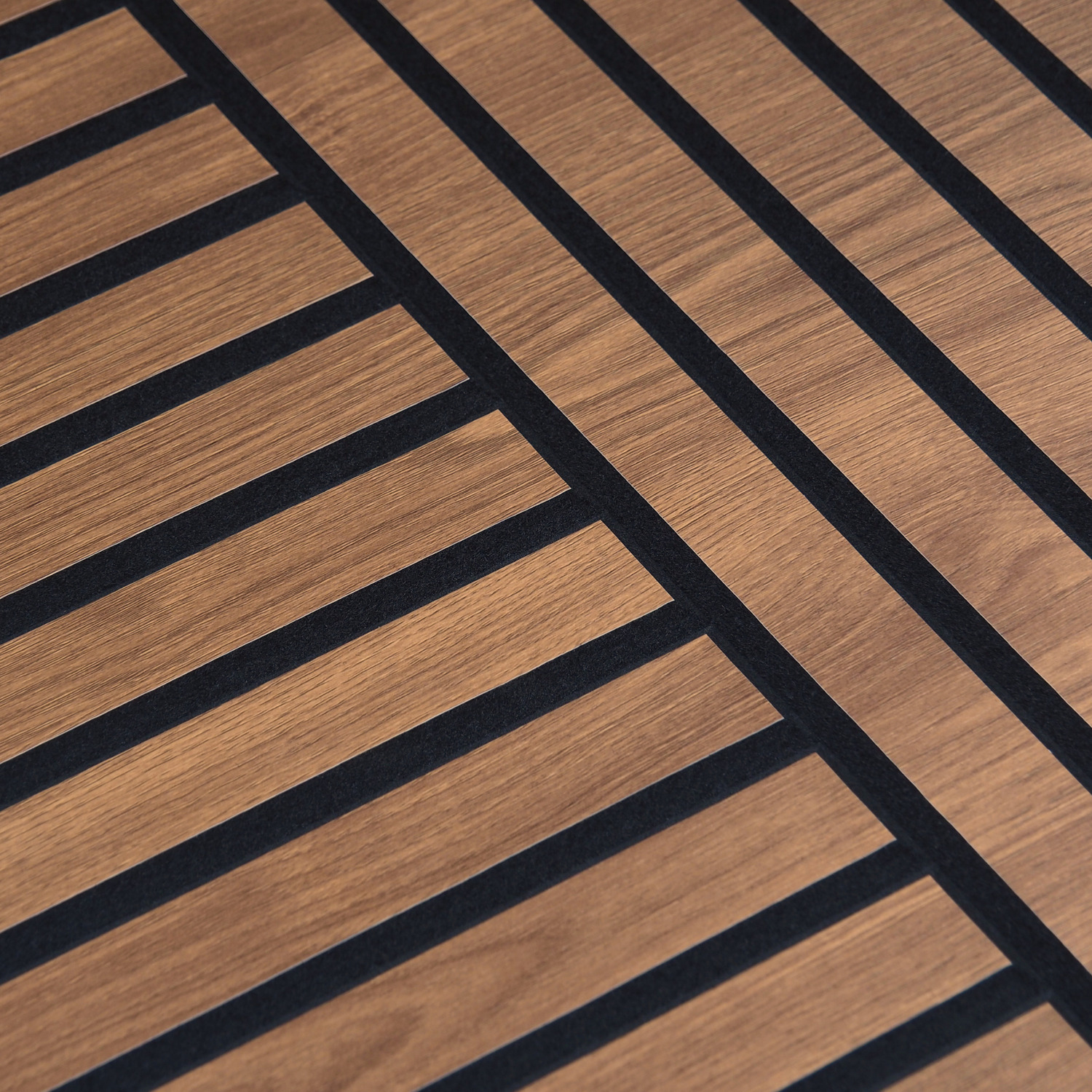 Acoura Space 600 x 600mm Amber Walnut Self-Adhesive Acoustic Slat Wall Panels