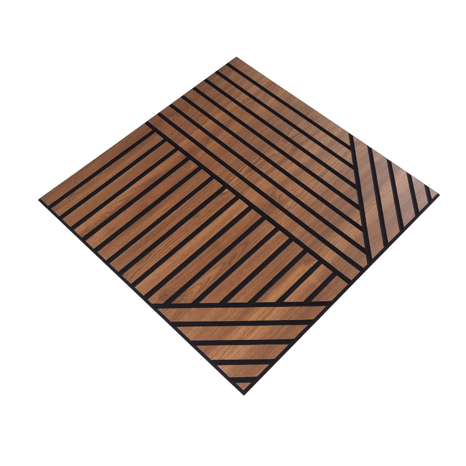 Acoura Space 600 x 600mm Amber Walnut Self-Adhesive Acoustic Slat Wall Panels