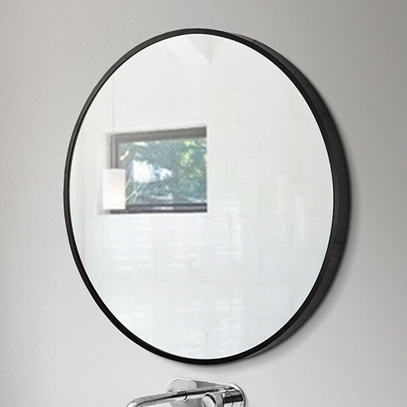 Black Gordon Round Aluminium Bathroom Mirror