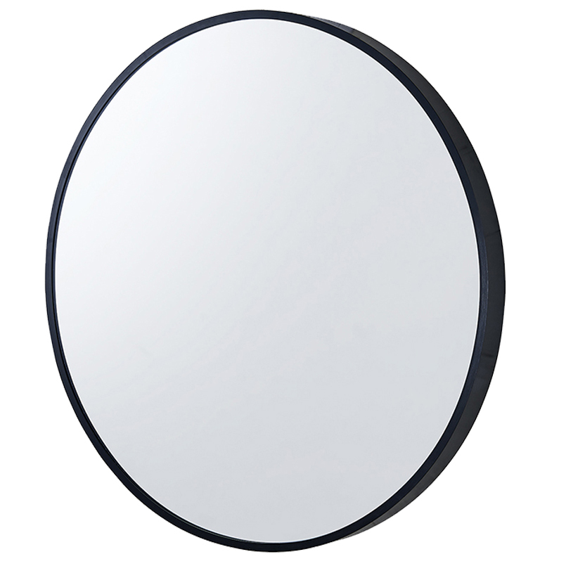 Black Gordon Round Aluminium Bathroom Mirror