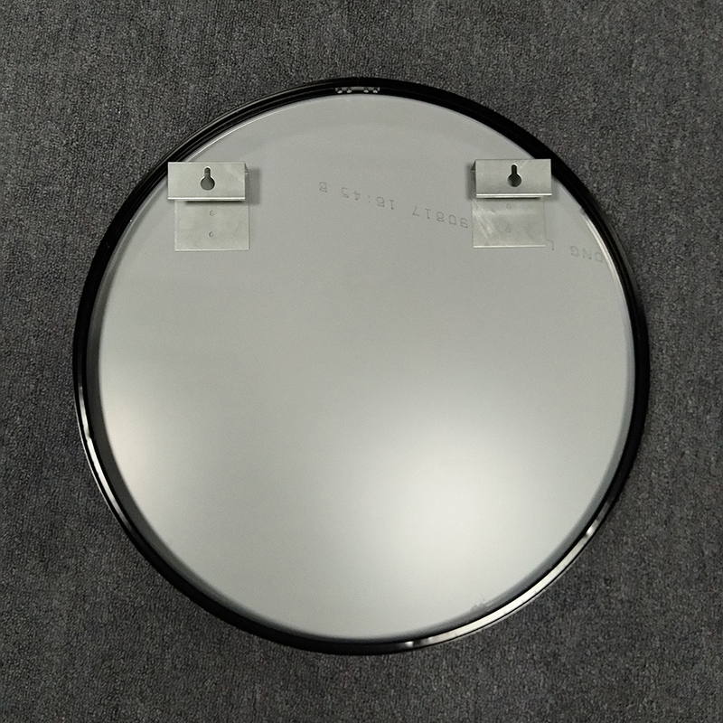 Black Round Aluminium Wall Mirror with Brackets