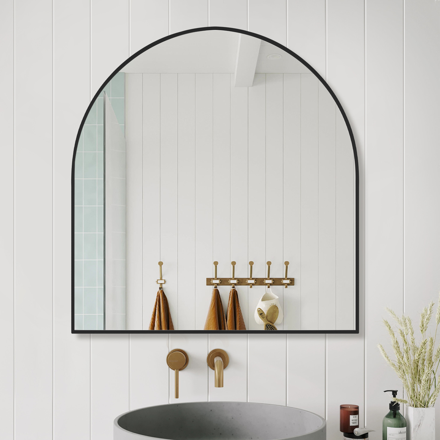 Black Superia Arch Stainless Steel Mirror