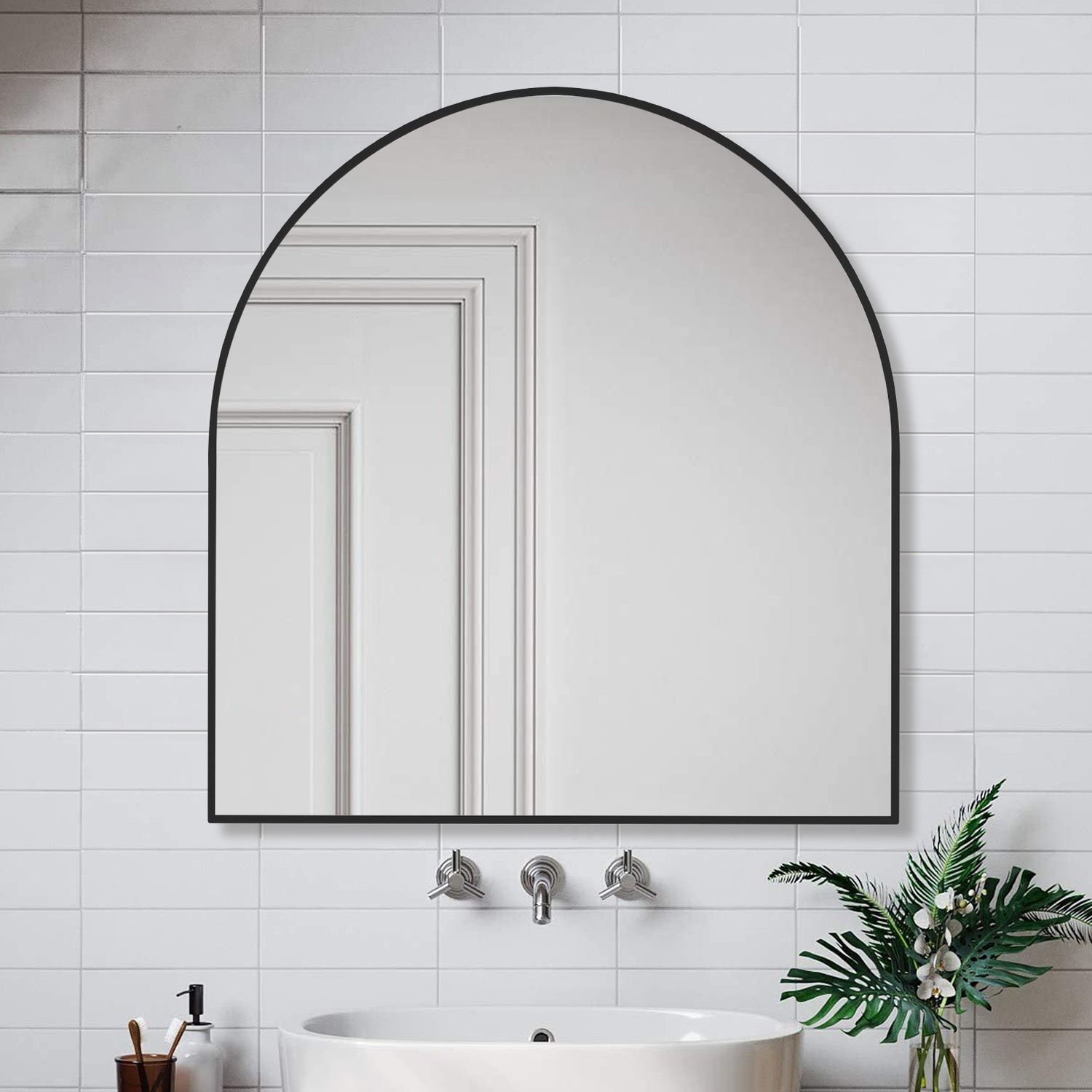 Black Superia Arch Stainless Steel Mirror