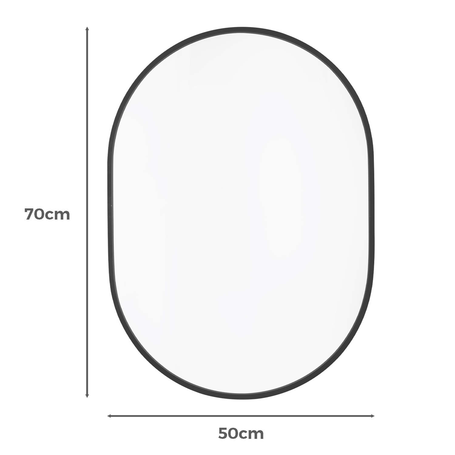 Black Superia Oval Stainless Steel Wall Mirror